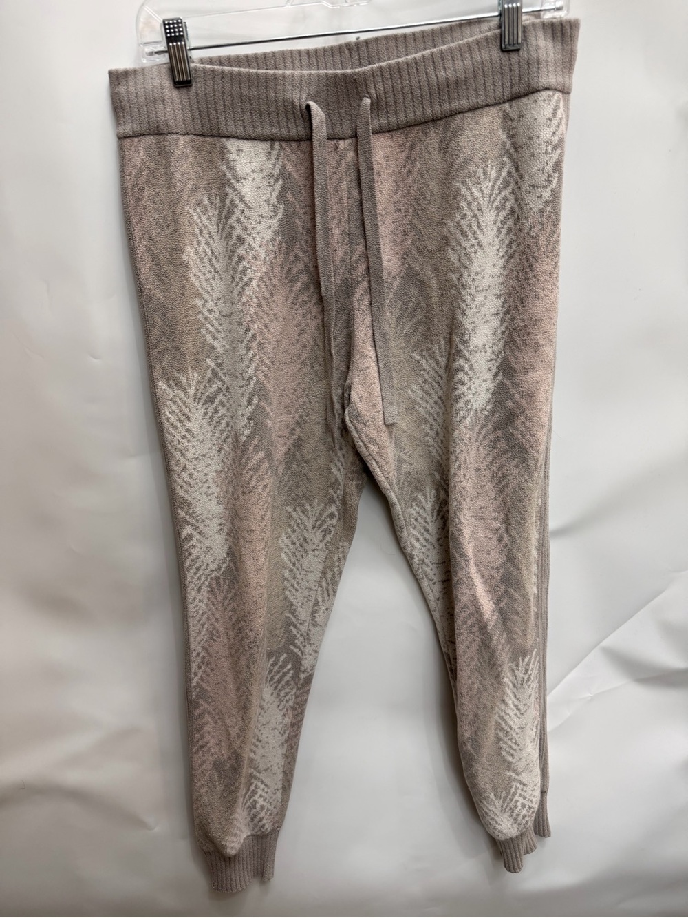 Barefoot Dreams Taupe and Cream Cozy Knit Joggers women’s size medium